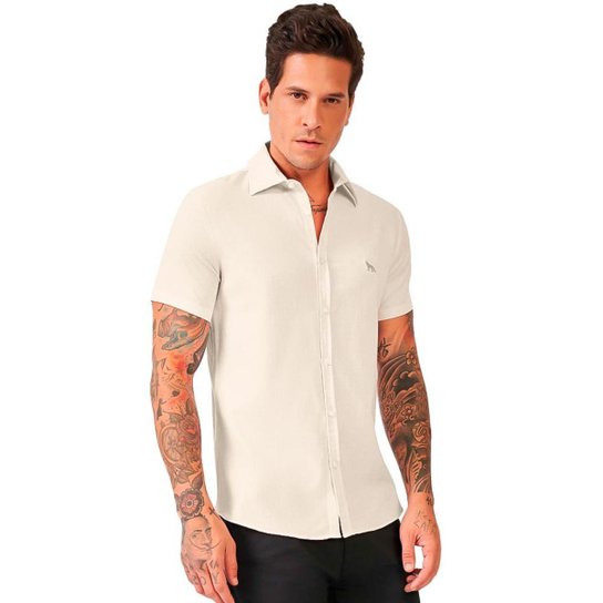 Camisa Acostamento Casual Basic Masculino - Bege