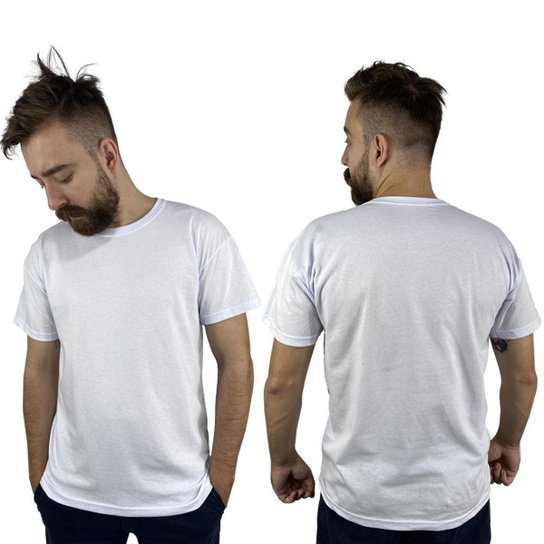 2 Camisetas Masculina Básica Algodão Brancas Blusas Camisas - Branco