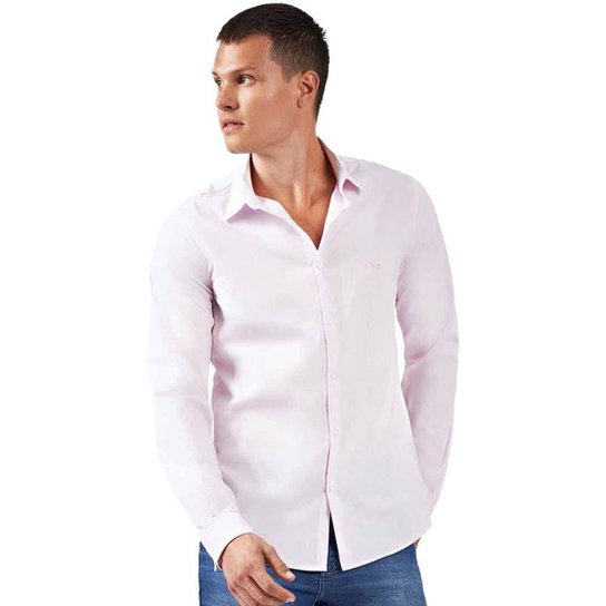 Camisa Acostamento Listrada Wht Masculino - Rosa