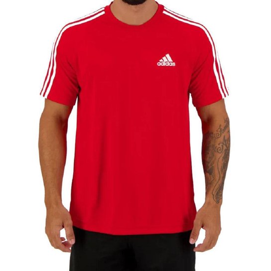 Camiseta Adidas Sereno 3S T Masculino - Vermelho+Branco