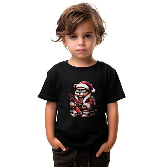 Over de Crianças Camiseta Infantil Menino Roupa Criança Masculino Verão Juvenil - Preto