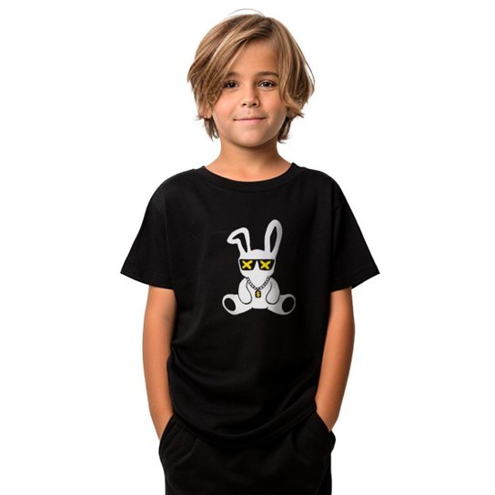 Camiseta Infantil e Juvenil Menino Masculino 2 ao 16 Anos Peças Estampadas - Preto