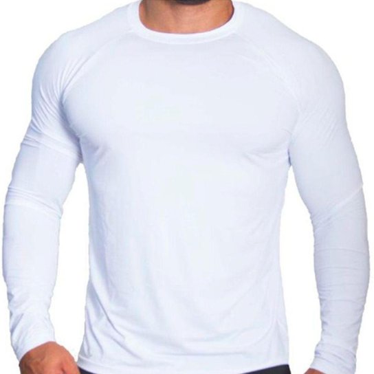 Camisas Proteção Solar Uv+50 Camiseta Segunda Pele Moda Praia Premium - Branco