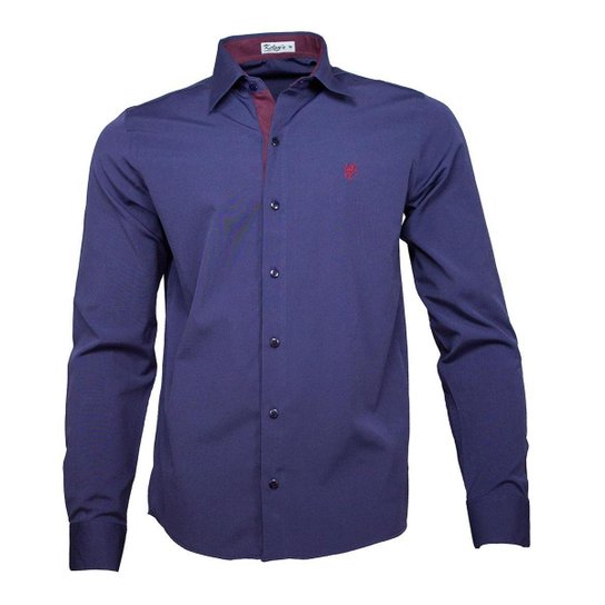 Camisa Social Kelvy'S Camisas Masculina - Azul Escuro