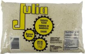 Julia Farinha de Mandioca Branca Crua 1Kg - White Cassava Flour 2.2 lb