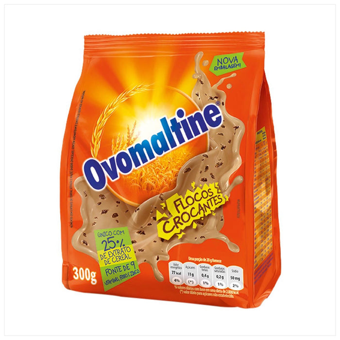 Ovomaltine Achocolatado com Flocos Crocantes 300g - Chocolate Flavor Powder in Flakes -