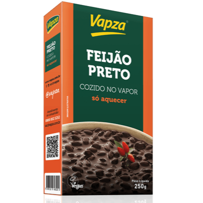 Vapza Feijao Preto Cozido no Vapor 250g