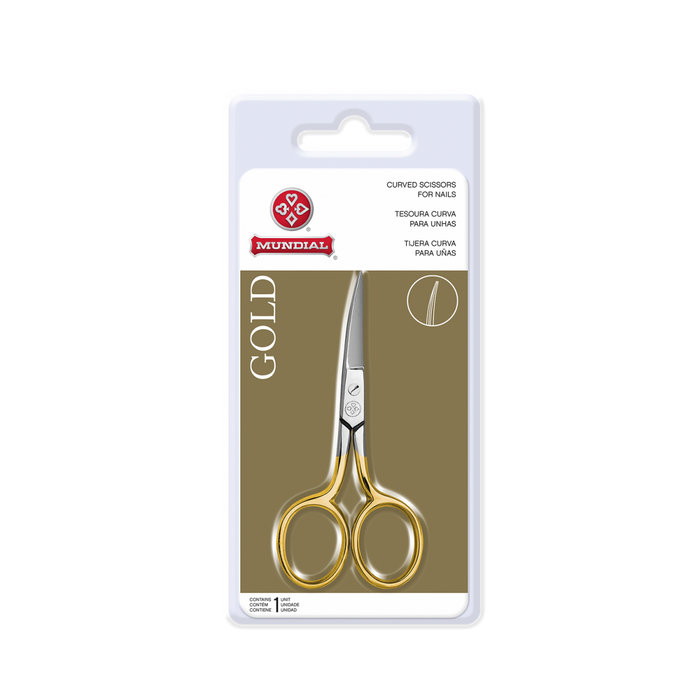 Mundial BC-334 Tesoura de Unha Curva Gold -Gold curved nail scissors