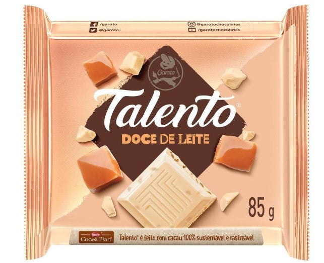 Garoto Talento Chocolate Branco com Doce de leite 95gr - White Chocolate with Dulce de Leche 85gr