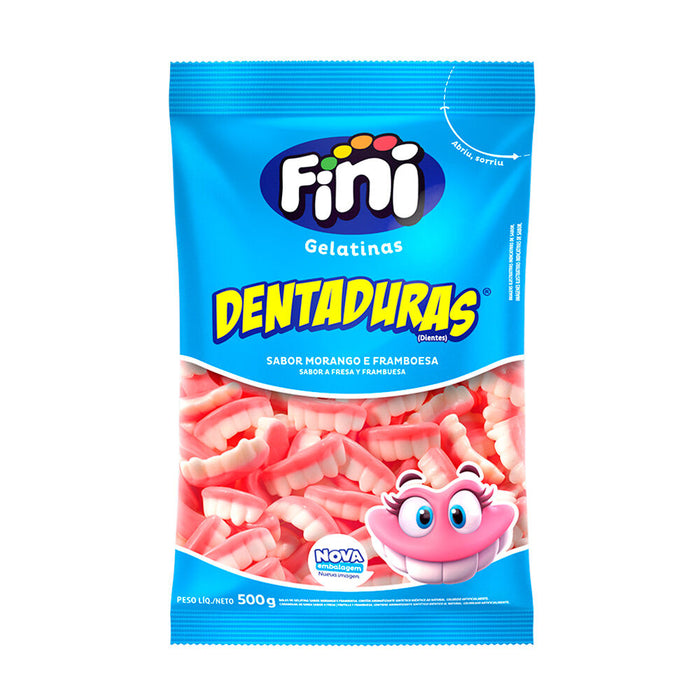 Fini Bala Dentaduras Sabor Morango e Frambroesa 90g - Strawberry Gelatin Candy 3oz