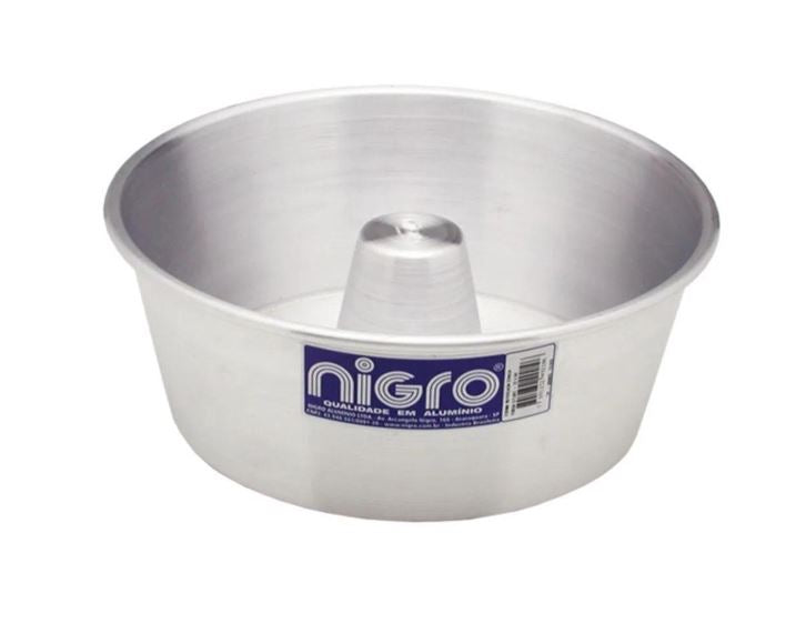 Nigro Forma para Pudim e Bolo de Aluminio Conica c/Tubo 20 cm x 2.0 litros - Round Aluminum Bakeware Pan with Hole