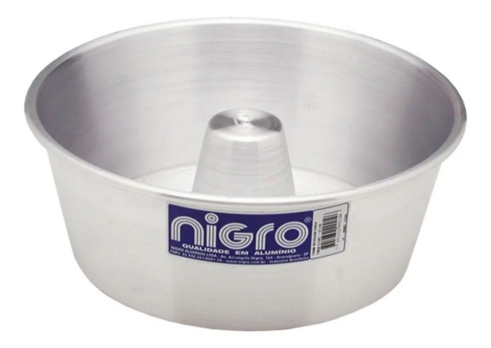 Nigro Forma para Pudim e Bolo de Aluminio Conica c/Tubo 22 cm x2.8 litros - Round Aluminum Bakeware Pan with Hole