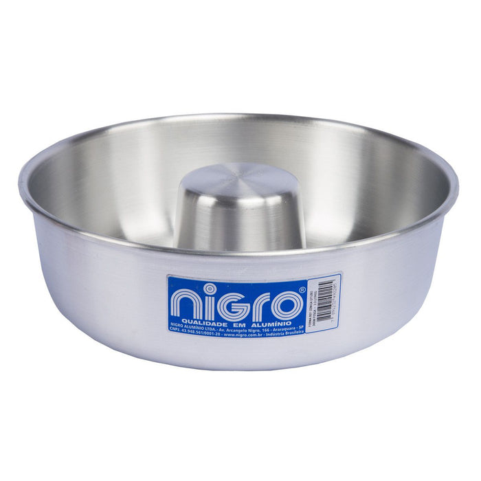 Nigro Forma para Pudim e Bolo de Aluminio Conica c/Tubo 24 cm x 3.3 litros - Round Aluminum Bakeware Pan with Hole