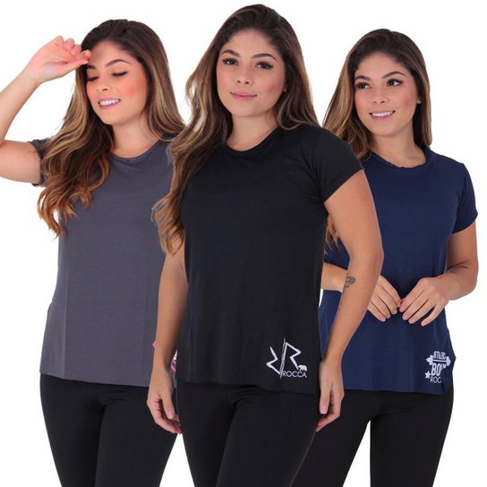 Kit 3 Blusas Fitness Dry Absorve Suor - Branco