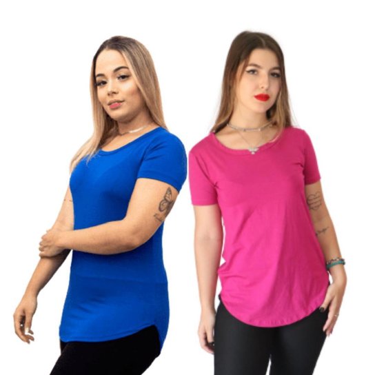 Kit 2 Blusas Max Long - Azul+Pink