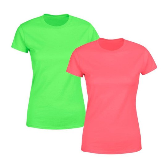 Kit 2 Blusa Feminina Tshirt Camiseta Baby Look Lisa Premium Blusas - Verde+Rosa