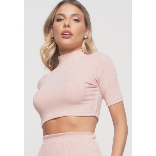 Cropped Salvatore Fashion Feminino - Rosa Claro