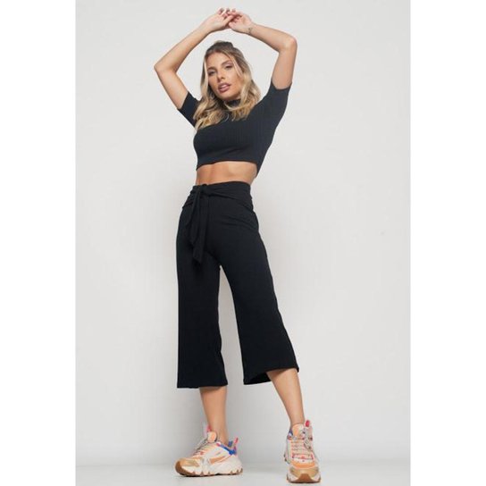 Cropped Salvatore Fashion Feminino - Preto