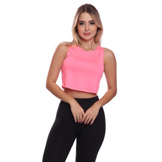 Cropped Regata Cavado Dry Proteção Solar UV Feminino Fitness Academia Treino Blusinha - Rosa