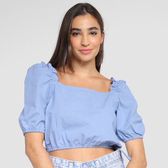 Cropped Maria Filó Feminino - Azul