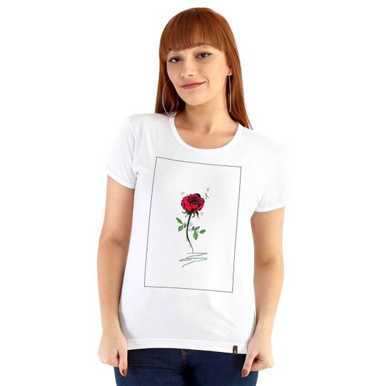 Camiseta Ouroboros flower Feminino - Branco