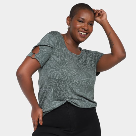 Camiseta Maelle Plus Size feminino 15405 - Verde escuro