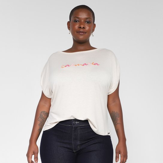 Camiseta Maelle Plus Size feminino 15404 - Bege