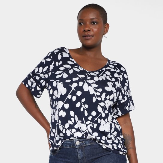 Camiseta Maelle Plus Size feminino 15403 - Marinho