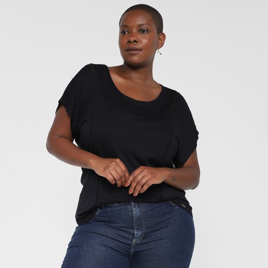 Camiseta Maelle Plus Size feminino 15402 - Preto