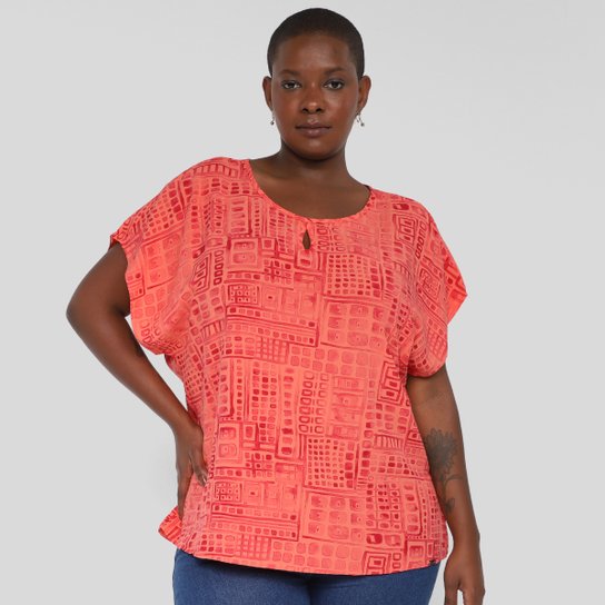 Camiseta Maelle Plus Size feminino 15401 - Laranja