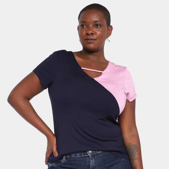 Camiseta Maelle Plus Size feminino 15399 - Marinho