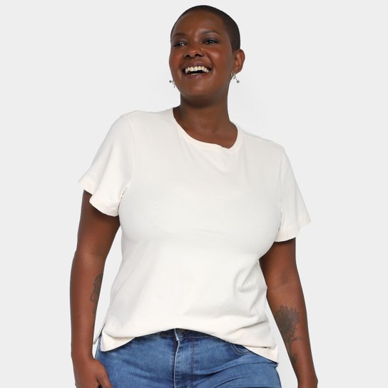 Camiseta Maelle Plus Size feminino 15398 - Bege