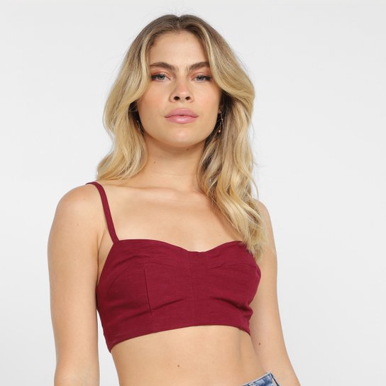 Top Colcci Liso Alças Finas Feminino - Bordô