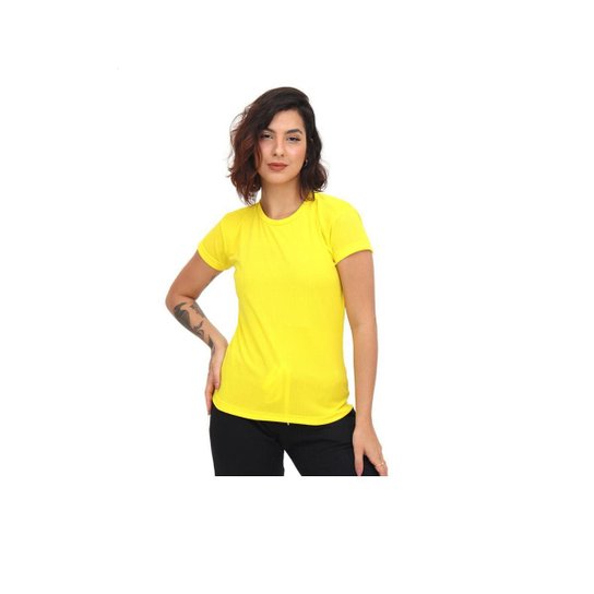 Camiseta Feminina Blusas Feminina Academia Fitness - Amarelo