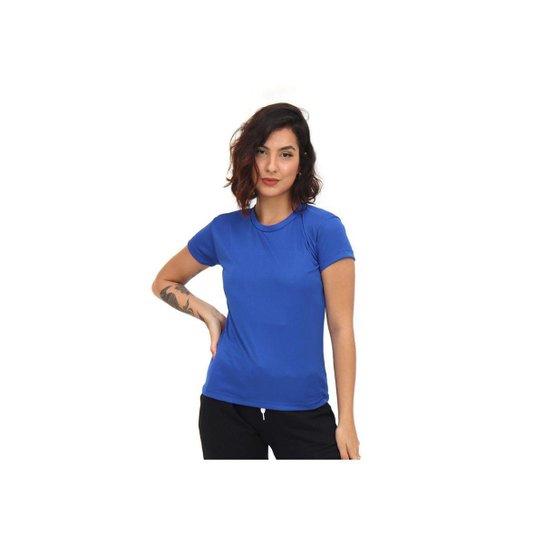 Camiseta Feminina Blusas Feminina Academia Fitness - Azul Royal