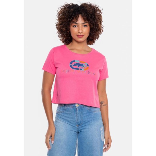 Camiseta Ecko Feminina Cropped Rhane Feminino - Rosê