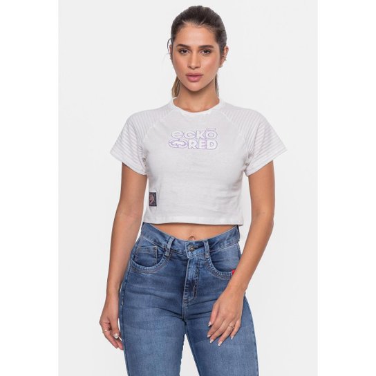 Camiseta Ecko Feminina Cropped Dorn Feminino - Off White