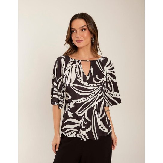 Blusa Zinzane Feminino Estampada Dani - Preto - Preto