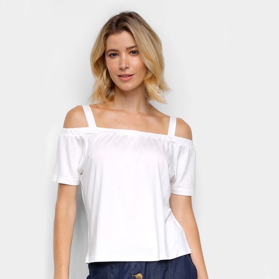 Blusas Naif Ombro a Ombro Feminina - Off White