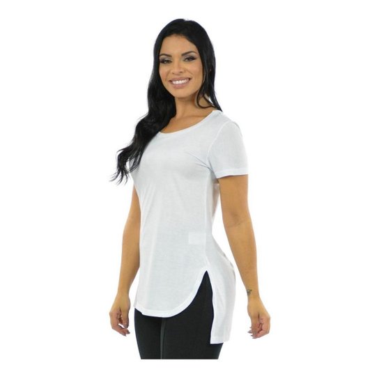 Blusa Mullet Gola Redonda Feminino - Branco