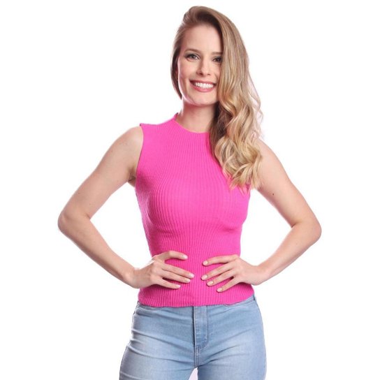 Blusa Blusinha Tricot Garrafinha Feminino - Rosa