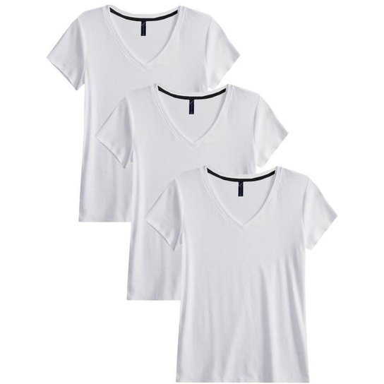 Kit 3 Blusas Blusinhas Feminina Slim Babylook Algodão Gola V - 3 Pretos - M - Branco