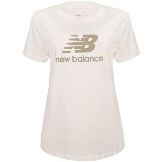 Camiseta New Balance Essentials Basic Feminino - Bege+Marrom