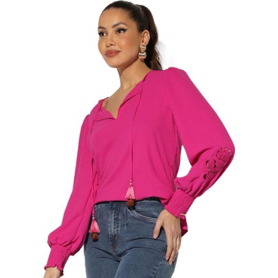 Blusa Onça Preta Purple IN23 Rosa Feminino - Rosa