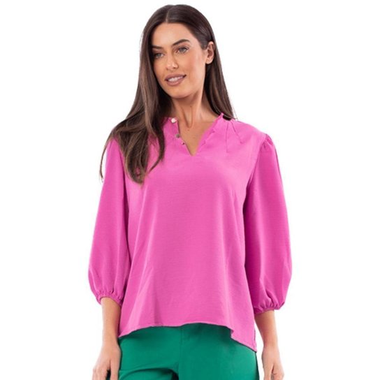 Blusa Onça Preta Manga Bufante Av23 Rosa Feminino - Rosa