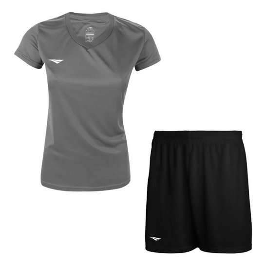 Kit Penalty X Camiseta + Calção Feminino - Cinza+Preto