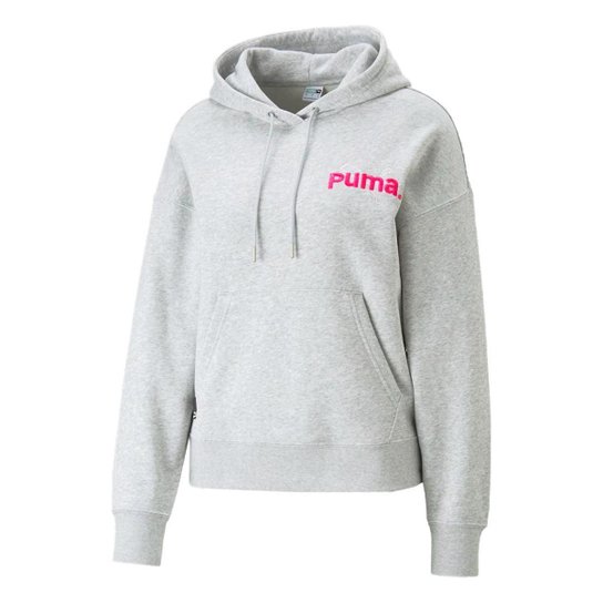 Blusa Puma Team Hoodie Feminino - Cinza